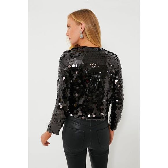 NWT Hyacinth House x Tuckernuck Black Sequined Dazzle Jacket Size Small $148 - Picture 2 of 9